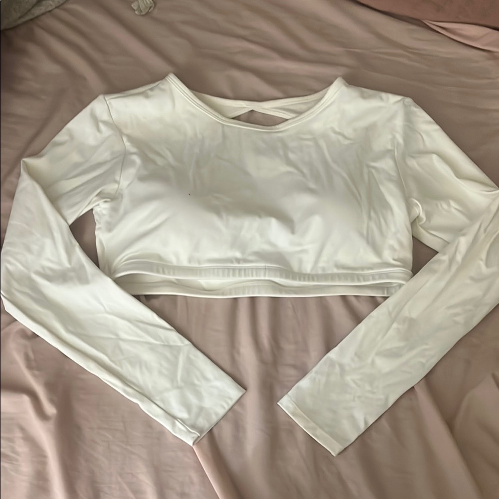 White Long Sleeve Crop Top